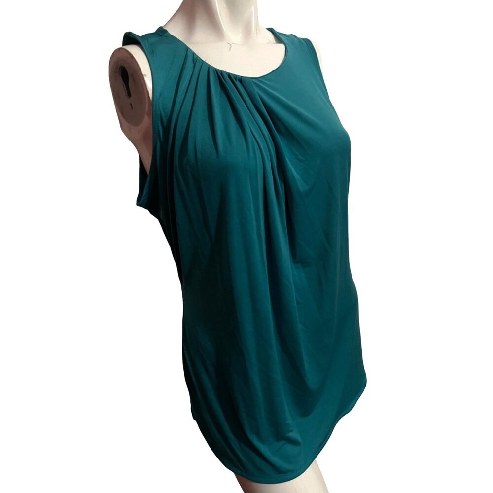 Worthington Teal Green Sleeveless Blouse Sz Small Satiny Women's Cute Blouse - Picture 5 of 9